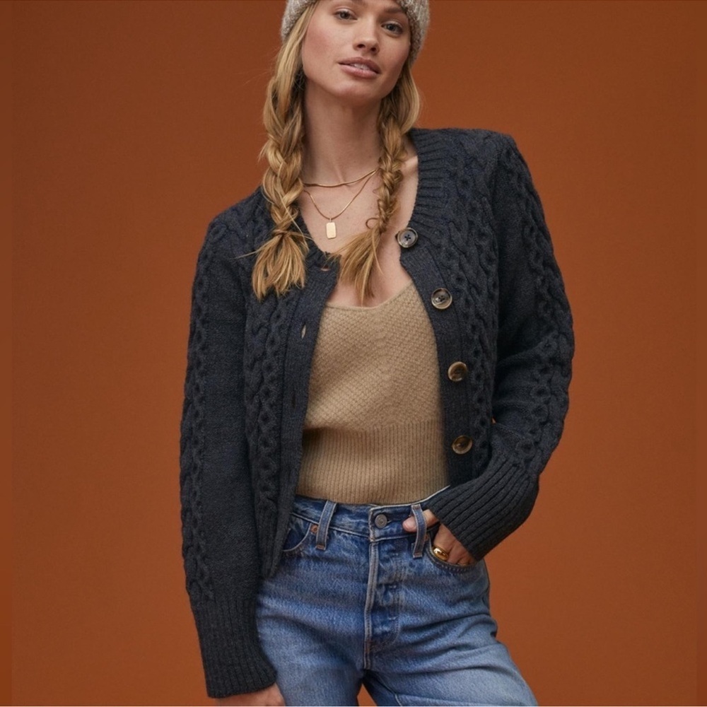 Anthropologie Maeve Cable Cardigan Grey